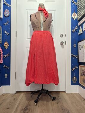 VTG Handmade 50s Style Circle Skirt Coral Pink Rockabilly Sock Hop Costume Mediu